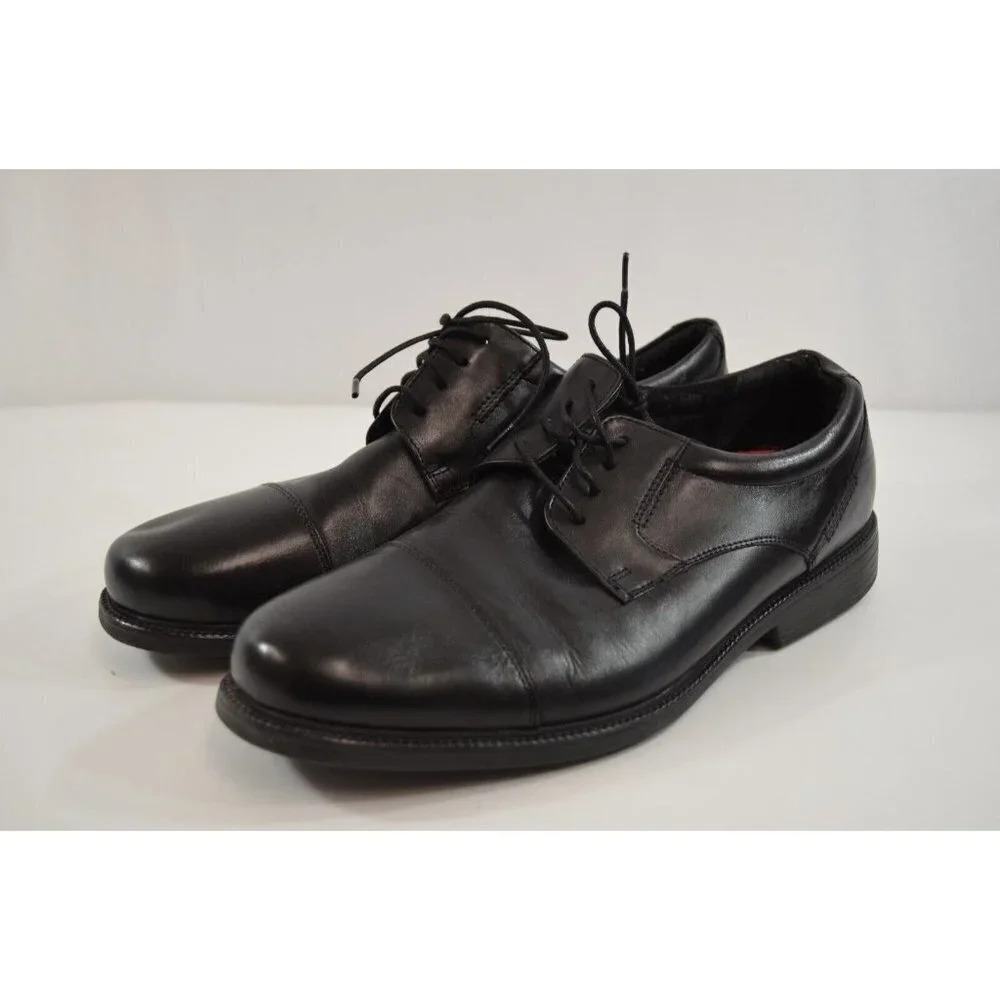 Rockport Charles Road Cap Toe Oxford Dress Shoes Black Leather Mens  12